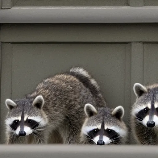 Prompt: a picture of raccoons invading the White House