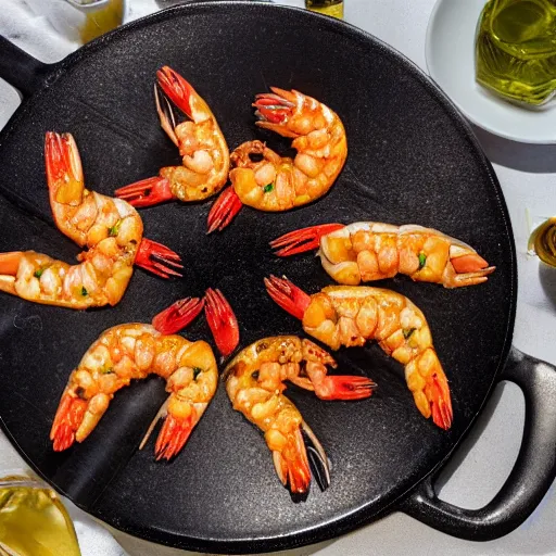 Prompt: a paella with six shrimps, each shrimp has a human face, there are two female faces and four male faces