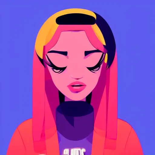 Image similar to 2 d character design, female rapper, vector art, digital art, portrait, 4 k, 8 k, sharp focus, smooth, illustration, concept art, music artist