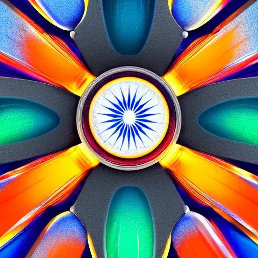 Image similar to indian flag, extreme closeup, center frame, symmetric, rim light, electric, soft, concept art, intricate details, cinematic, highly detailed, colorful, photorealistic, disney pixar, octane render, iridescent, anime, 8 k