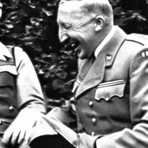 Image similar to “Very photorealistic photo of Hitler and Joe Biden laughing together, award-winning details”