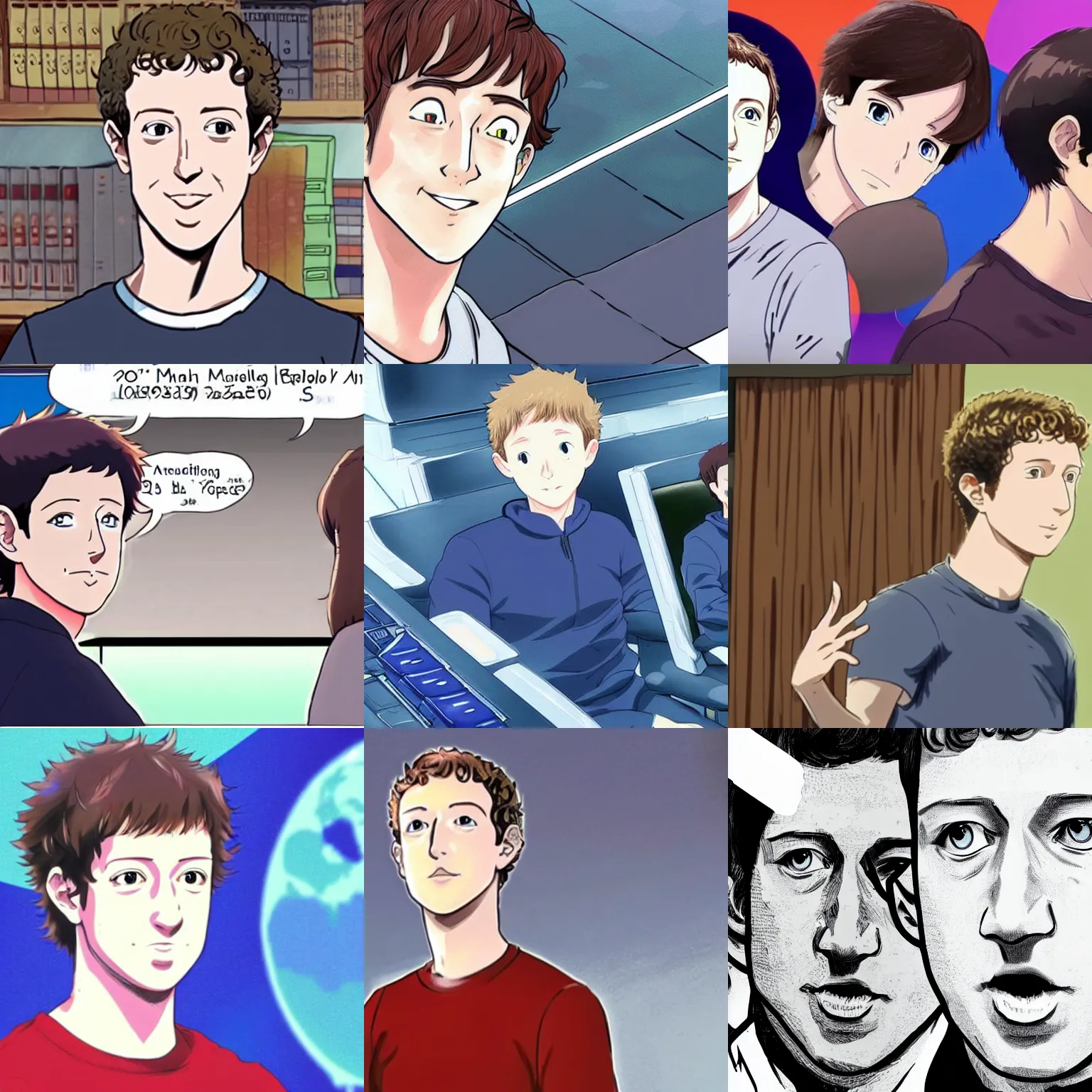 Prompt: mark Zuckerberg in an anime