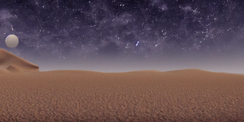 Image similar to desert with sky with stars octane render, cinematic, hyper realism