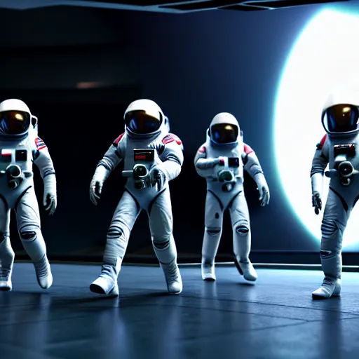 Image similar to astronauts in a meeting, there is a xenomorph behind them holding a blade, hyperrealistic, 3 d, 8 k, unreal engine, octane render, make it look like it was made by dall - e 2