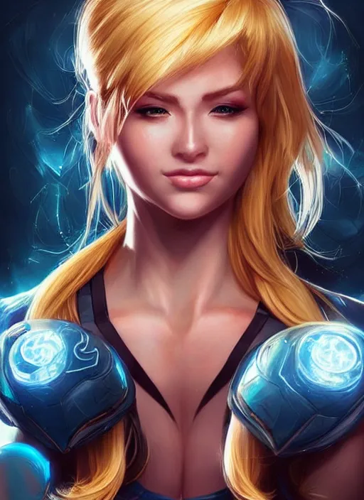 Prompt: beautiful portrait of a gorgeous personal trainer who looks like Samus Aran , character design by Ross Tran, artgerm detailed, soft lighting