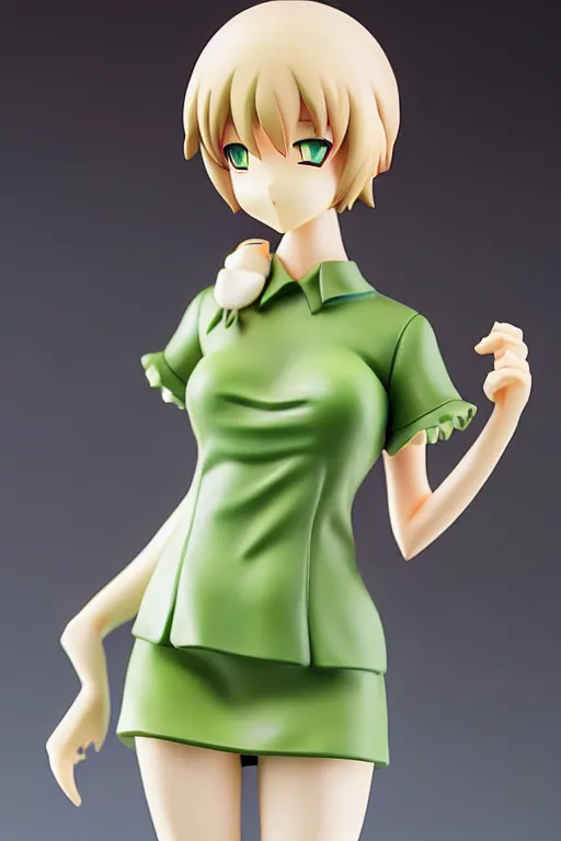 Prompt: figurine of grass wearing an elegant summer blouse, personification, official store photo, commercial photo, featured on amiami, lovecraftian, 8 k, 8 5 mm, beautiful composition