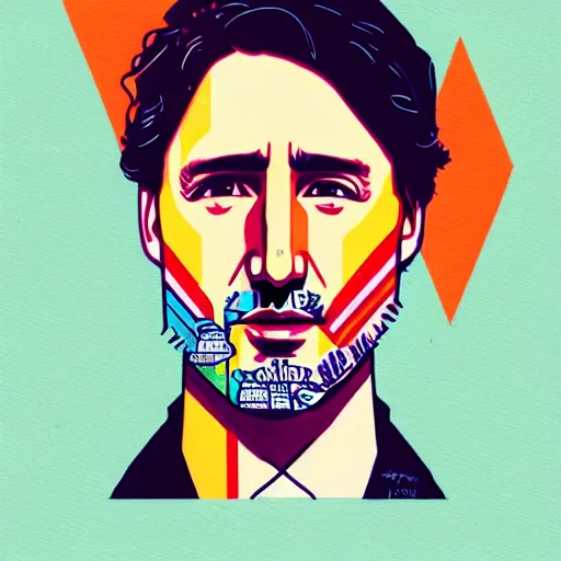 Image similar to crying and sad Justin Trudeau profile picture by Sachin Teng, asymmetrical, Organic Painting , Matte Painting, geometric shapes, hard edges, graffiti, street art:2, by Sachin Teng:4
