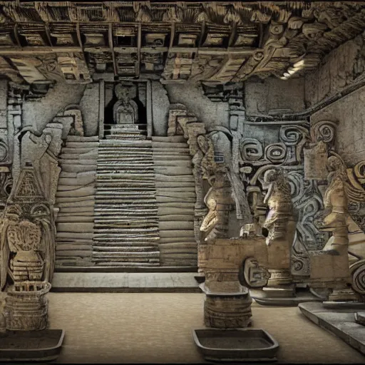 Image similar to Mayan temples merged with cyberpunk futuristic aesthetic 4k highly detailed intricate engravings of esoteric symbols written on the temple