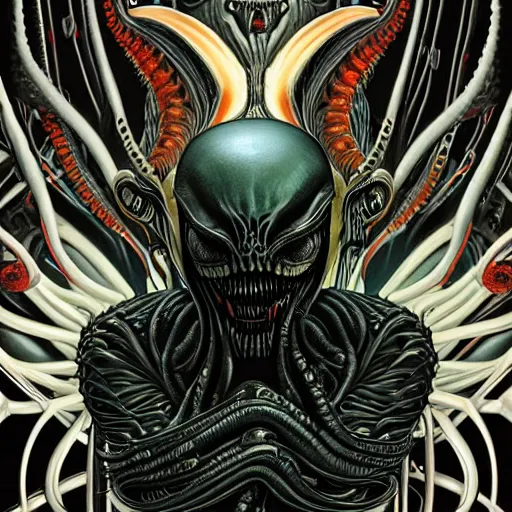 Image similar to scorn giger venom alien doom zdislaw bekinski horror hell alien tentacles, pixar style, by tristan eaton stanley artgerm and tom bagshaw.