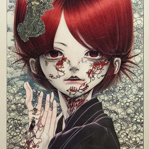 Image similar to prompt: Portrait painted in neo-gothic style drawn by Katsuhiro Otomo and Takato Yamamoto, inspired by Fables, china doll face, smooth face feature, intricate oil painting, high detail, sharp high detail, manga and anime 2000