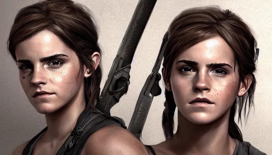 Prompt: Emma Watson is Lara Croft in Tomb Raider, hyperdetailed, artstation, cgsociety, 8k