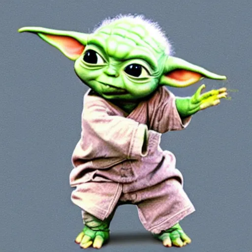 Image similar to baby yoda doing tai chi