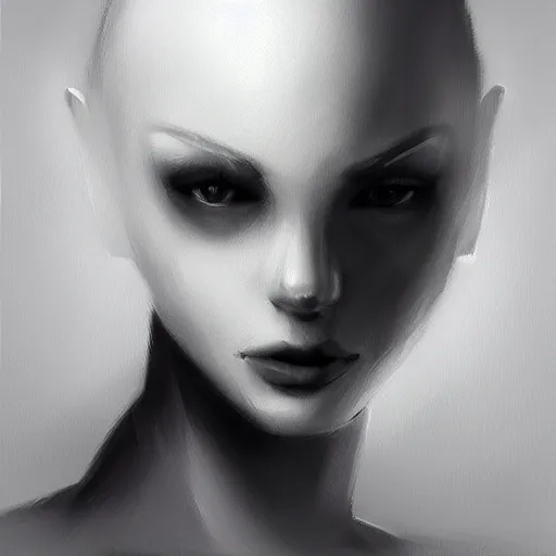 Prompt: soft android concept art oil painting, black and white, by jama jurabaev, minimalist, brush hard, artstation