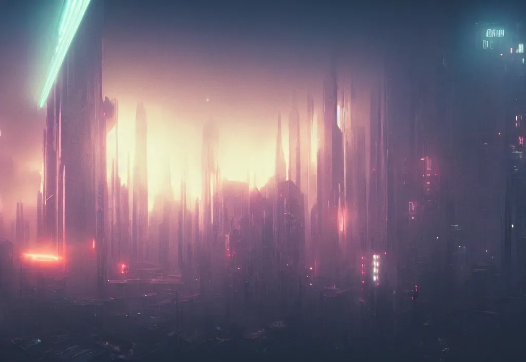 Prompt: a dramatic epic ethereal stunning beautiful and insanely detailed matte painting of a Blade Runner movie still, lens flares, atmospheric and vaporwave composition, digital art by Kilian Eng and Simon Stalenhag, winning-award masterpiece, fantastic, octane render, 8K HD Resolution, High quality image