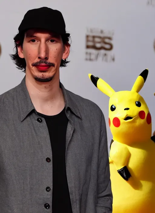 Prompt: adam driver as pikachu