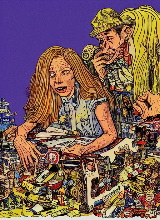 Prompt: artwork by robert crumb and joe coleman, graphic art, subdued colors, detailed drawing