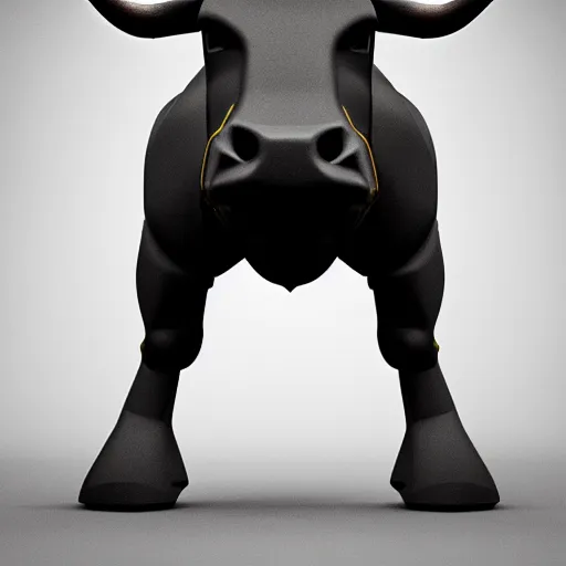 Prompt: a standing anthro bull android modeled after a bull looking into the camera, android, cyborg, half body, intricate, 3 d, hyper realism, fantasy, depth of field, octane render, symmetrical, highly detailed, digital art, artstation, concept art, cinematic lighting, trending