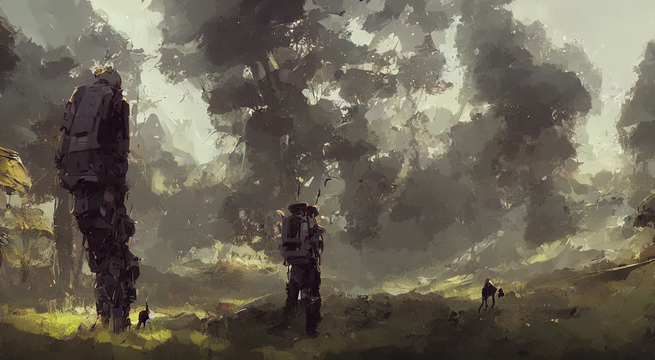 Image similar to a portrait of a character in a scenic environment by Ismail Inceoglu