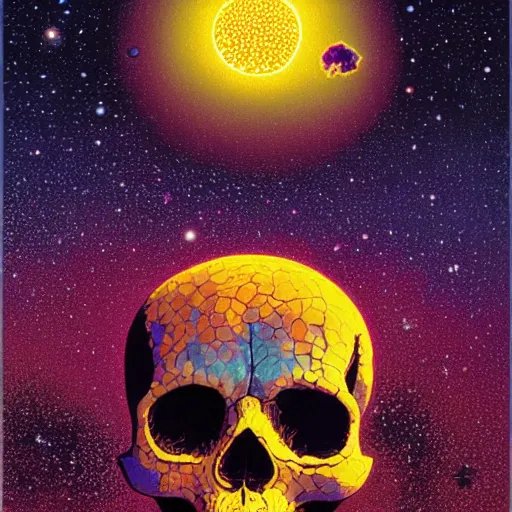 Prompt: ngc 3132 melting mysterious skull landscape by Casey Weldon, dan mumford 8k ultra high definition, upscaled, perfect composition , golden ratio, edge of the world, image credit nasa nat geo