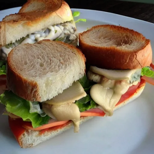 Image similar to a clam sandwich, cookbook photo