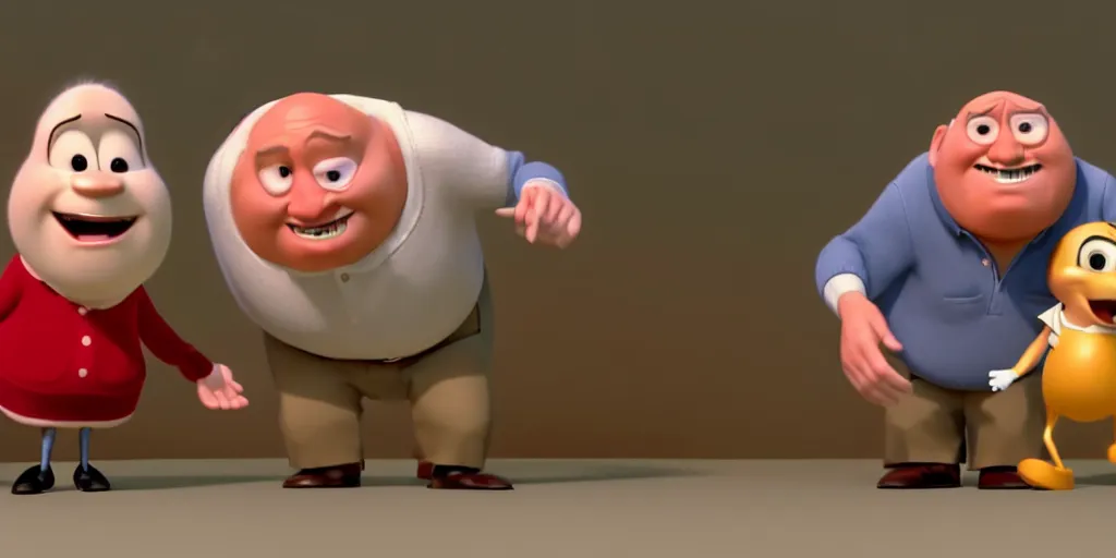 Image similar to a wholesome animation key shot of a hide the pain harold pixar and disney animation sharp render 3 d animated, cinematic lighting