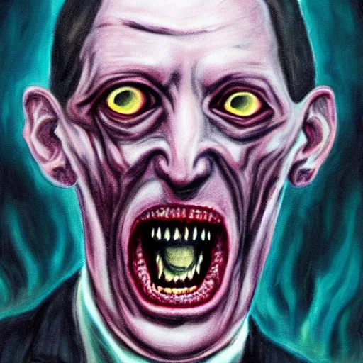 Prompt: lovecraft screaming in horror, potrait