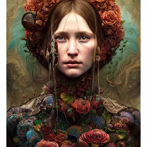 Image similar to hyper detailed masterpiece, floral pattern, jean giraud, single tear, digital art painting, matte painting, beautiful, psychedelic, artgerm, donato giancola, tom bagshaw