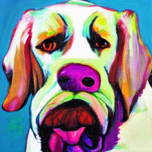 Image similar to Portrait of dog, fine art, made by John emms