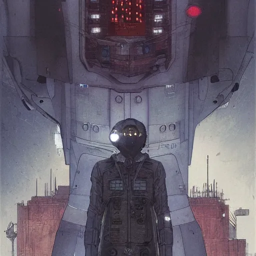 Image similar to Digital portrait of a Ghost in the machine by Enki Bilal and moebius, cyberpunk, impressive perspective, masterpiece