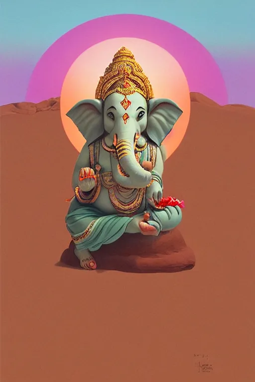 Image similar to Ganesha in the desert, painting by Hsiang-Ron Cheng,