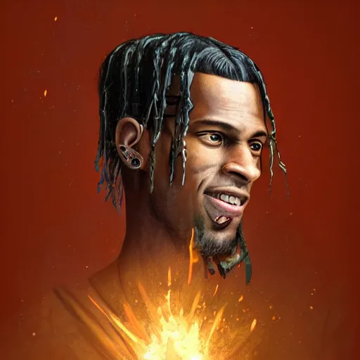 Image similar to travis scott as a knight, a character portrait by weiwei, cgsociety, sots art, official art, art, character,