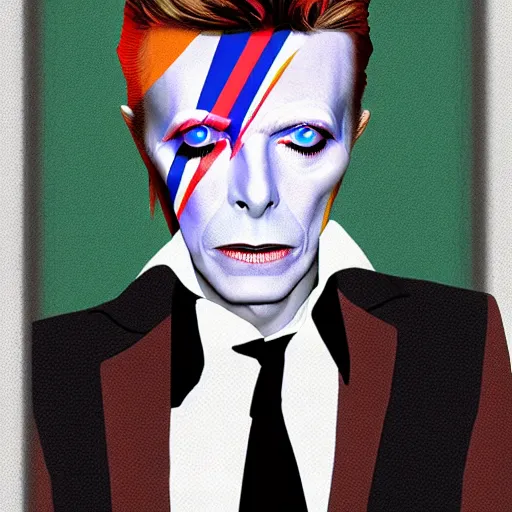 Prompt: David Bowie in the style of Esher