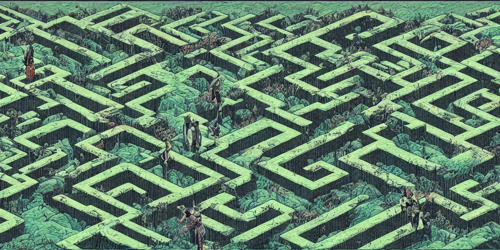 Image similar to the grand landscape of the endless maze, art by kotaro chiba