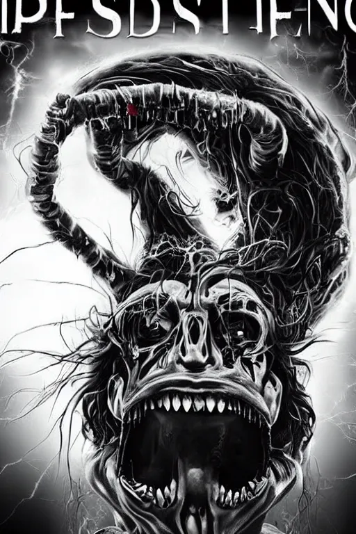 Image similar to possessed mri machine, demonic horror movie poster