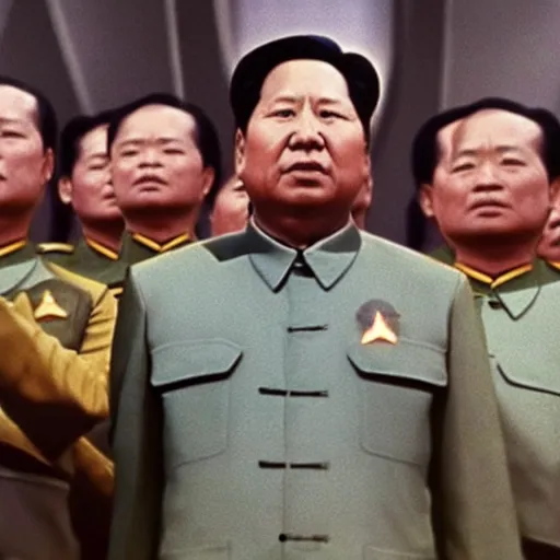 Prompt: A still of Mao Zedong in Star Trek