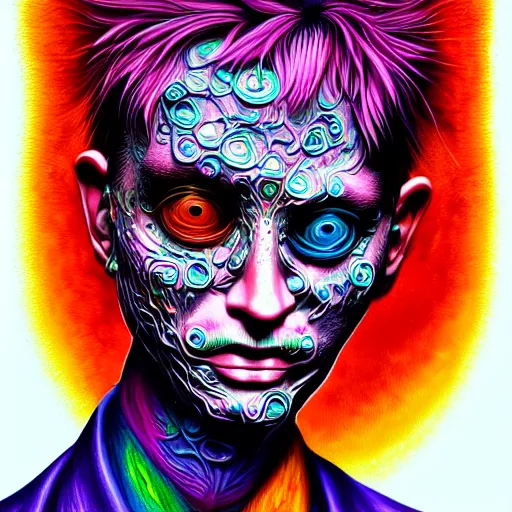 Image similar to An extremely psychedelic portrait of punk rock, surreal, LSD, face, detailed, intricate, elegant, lithe, highly detailed, digital painting, artstation, concept art, smooth, sharp focus, illustration