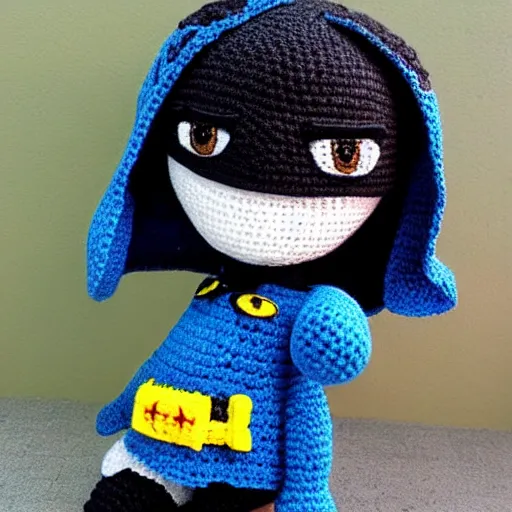 Image similar to crochet doll of snoop dog as batman