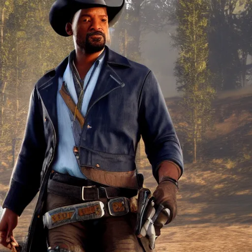 Image similar to Film still of Will Smith, from Red Dead Redemption 2 (2018 video game)