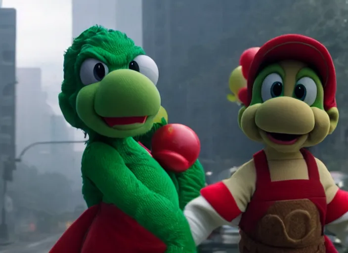 Image similar to film still of yoshi in the new sci - fi movie, 8 k