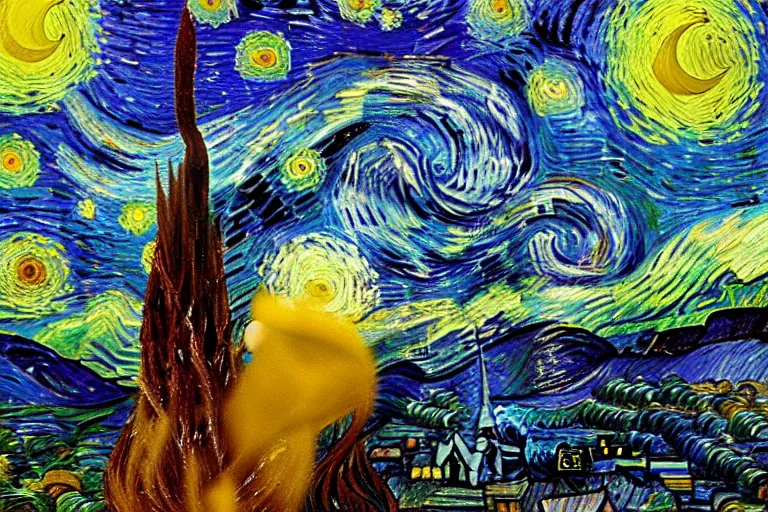 Prompt: Vincent van Gogh's paintings Starry Night and Sunflowers combined, 8K, award winning