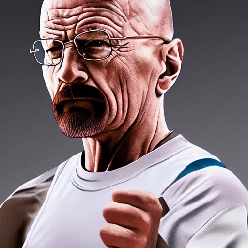 Prompt: walter white wearing adidas track suit and playing basketball, 8 k, photorealistic
