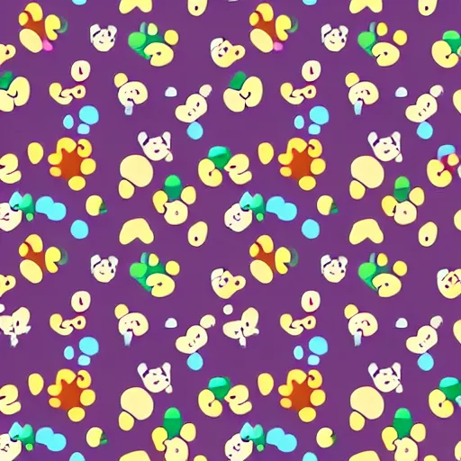 Prompt: seamless looping design of kittens on multicoloured paw print background