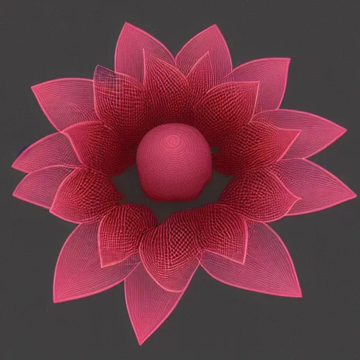 Image similar to mesh 3D model of a lotus flower form in Houdini mesh mode