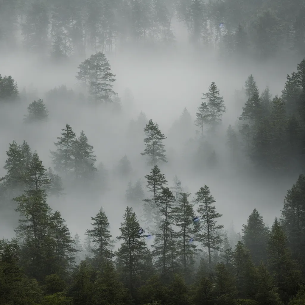 Image similar to evening, mist over the lake in the forest