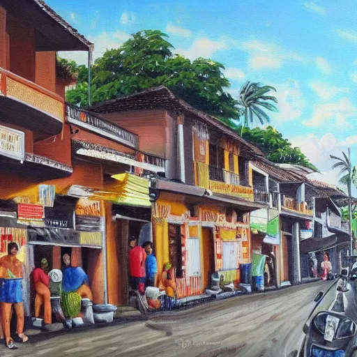 Image similar to a painting of bauguio city phillipines, 8 k, high definition, extremely detailed, photo - realistic