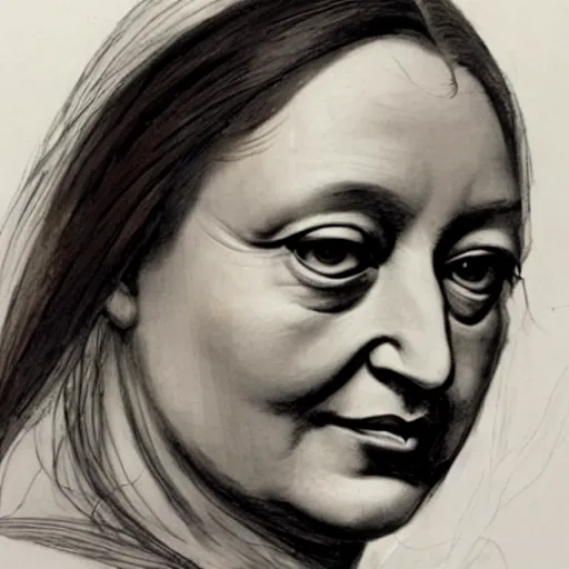 Prompt: sketch for Zaha Hadid portrait by da vinci