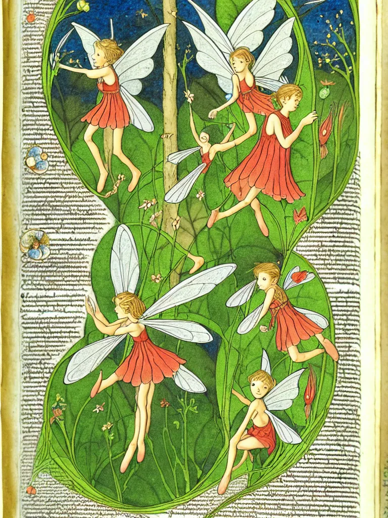 Image similar to an illuminated page from Encyclopedia of fairies,