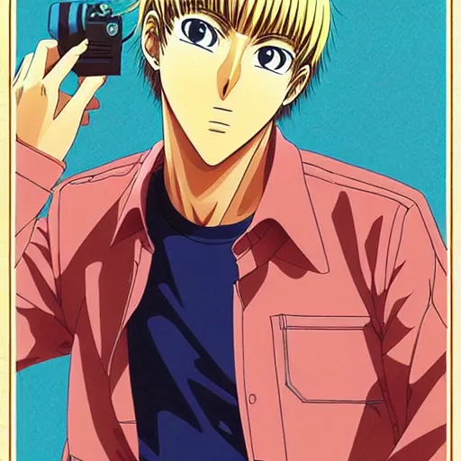 Prompt: illustration of Great Teacher Onizuka without Tshirt in GTO anime TV show , medium shot, intricate, elegant, highly detailed, digital art, ffffound, art by Tōru Fujisawa, JC Leyendecker and sachin teng