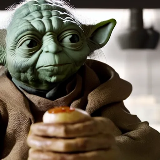 Prompt: A still of Yoda making a pizza in Masterchef, 4k, photograph, ultra realistic, highly detailed, professional lighting