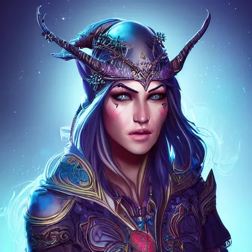 Image similar to portrait of a female elven pirate, character design, concept art, digital illustration, ray tracing, fantasy, neon lighting, intricate and highly detailed, coloured with lots of colour, pose, fantasy, sharp focus,